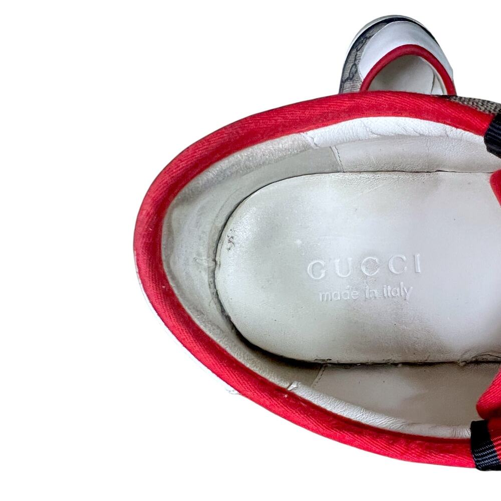 Gucci BeigeBlue GG Supreme Men's US 9 Canvas & Suede Shoes Low Top Sneakers - Picture 5 of 8